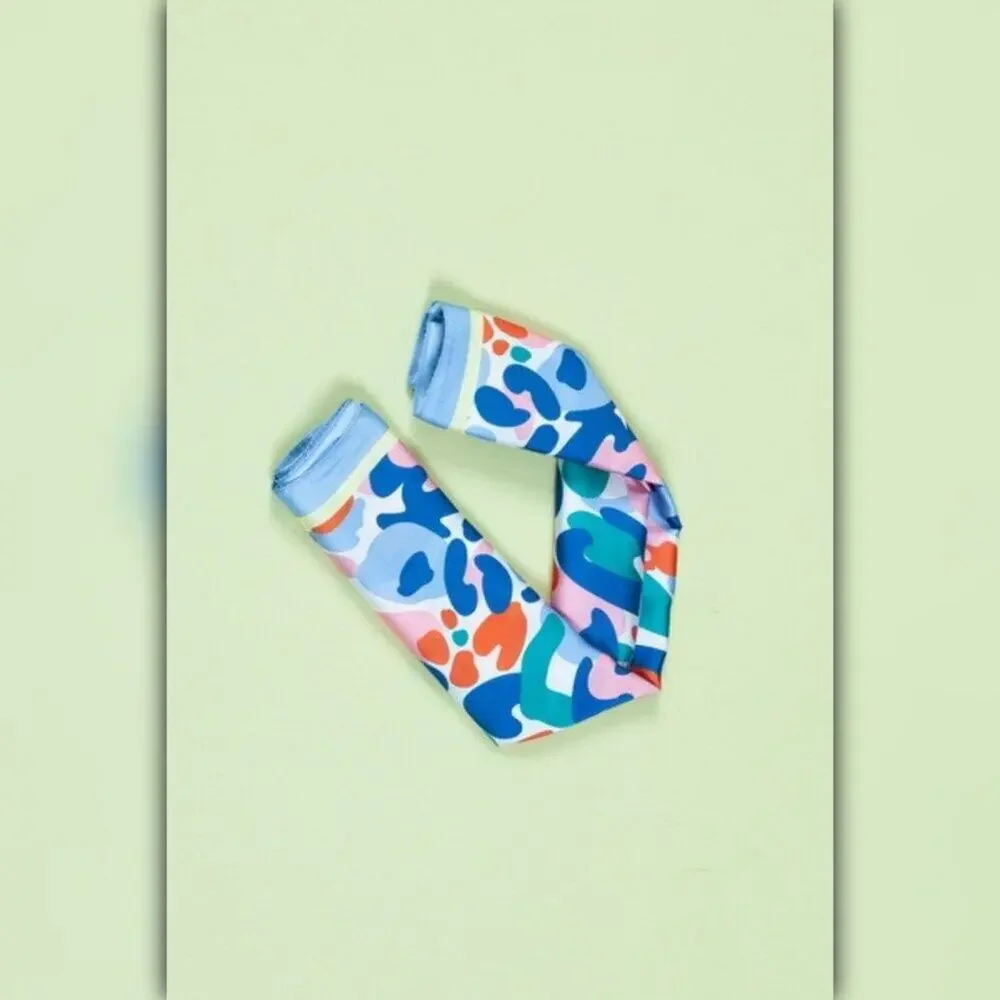A218-E • Bold Abstract Leopard Silky Bandana Scarf - Picture 4 of 4